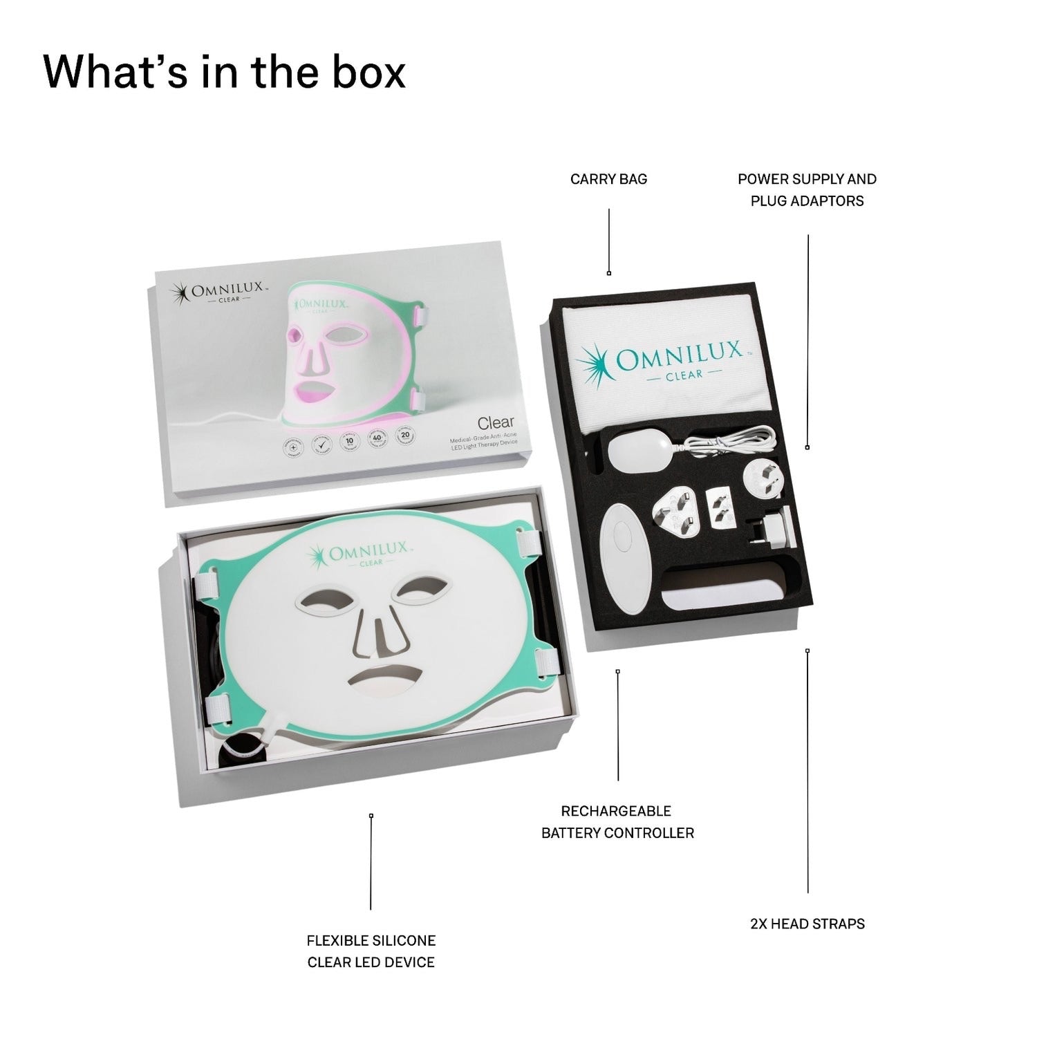 Omnilux Contour Clear LED Face Mask + Bonus Ampoules